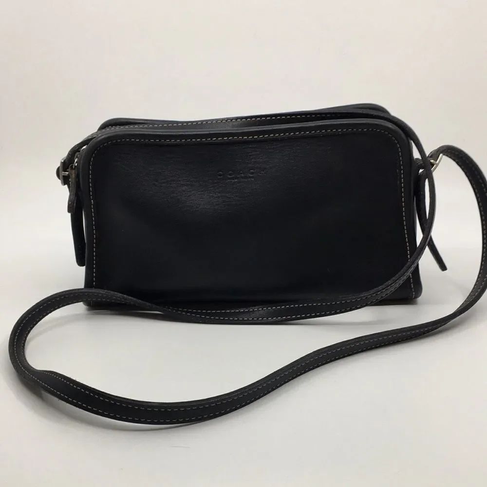 Coach Vintage 1999 Black Mimosa Zip Leather Crossbody Camera Bag - 9” x 5.5” - Picture 4 of 17